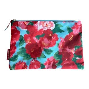 Frances Valentine Signature Peony Print Cosmetic Pouch Bag 10x7 NEW